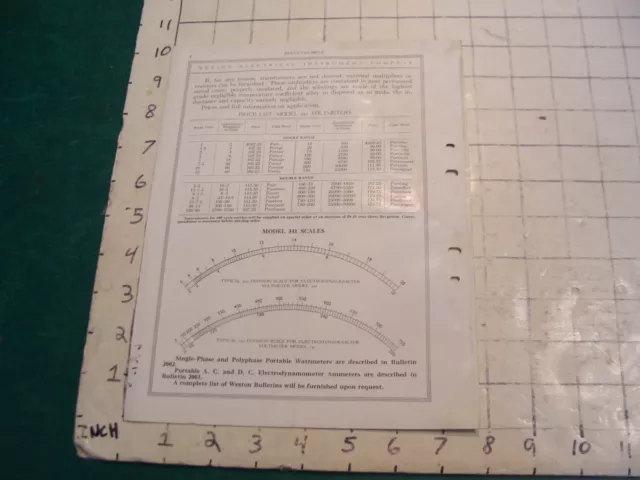 orig. 1924 WESTON Electric inst. co bulletin: AC & DC portable voltmeters 3