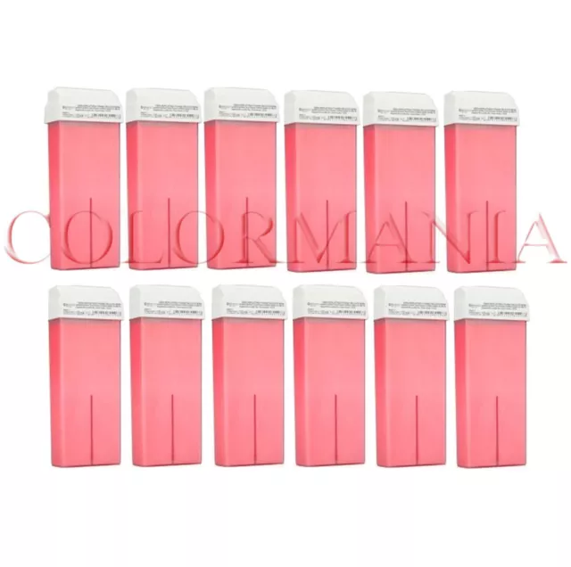 12 Ricariche Ceretta Rosa Al Titanio 100 Ml Rullo Cera Depilatoria Cartuccia