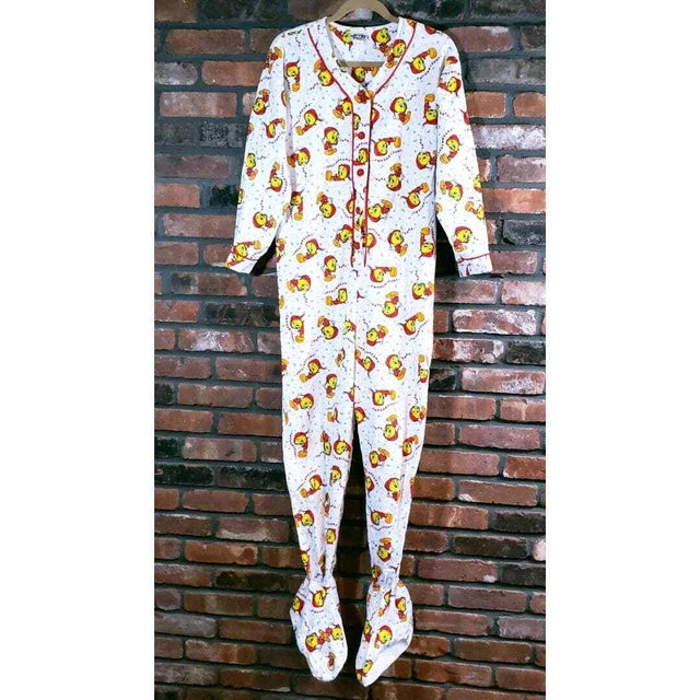 Vintage Looney Tunes Warner Bros. Tweety Bird Footed Flannel Pajamas Women's S