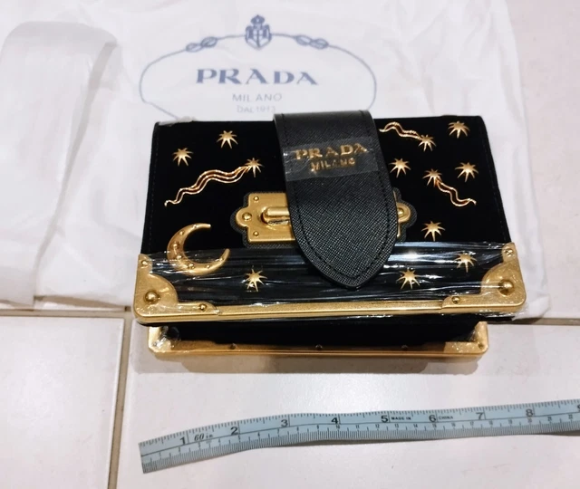 ORIGINAL PRADA CAHIER Astrology Velvet Black Bag With Strap New
