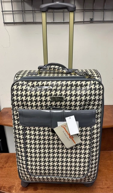 New Samantha Brown Houndstooth 3 Piece Set Charcoal / Cream Color Spinner 3