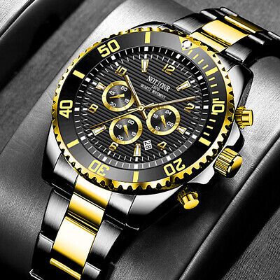 NOTIONR Waterproof Mens Watches Classic Stainless Steel Date Quartz Wrist Watch