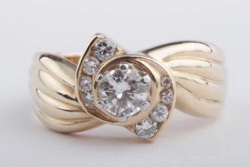 Brillant Diamant Design Ring 0,60ct 585 14K Gelb Gold Gr. 56 Top! #