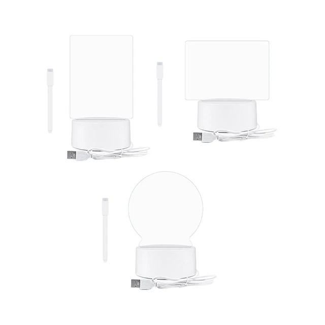 Tableau Lumineux LED Acrylique - 2 Pièces 30x20 Cm - Avec 12 Stylos Couleur Et Support - Effaçable - Idée Cadeau