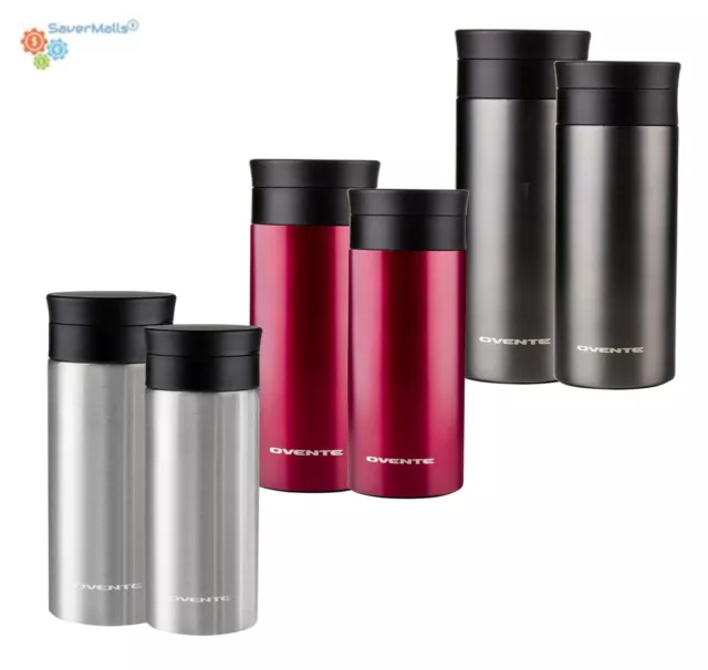 Ovente Vacuum Insulated Travel Mug 12 & 16 Ounce Stainless Steel Tumbler MSA 2