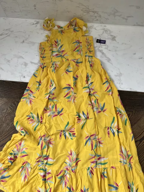 NWT Arizona Girls Yellow Tiered Smocked Maxi Dress L 10-12