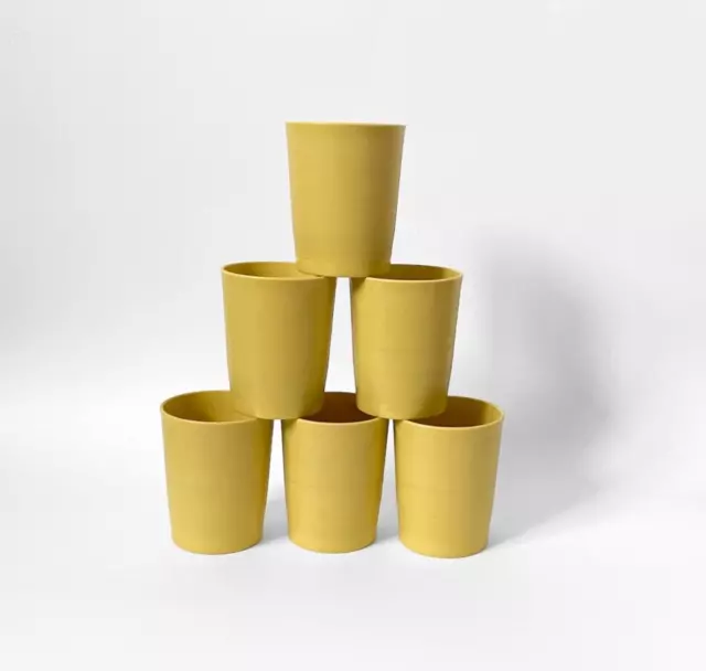 6 Vintage Tupperware Cup Stackable Camping picnic Dish Harvest Gold Made Canada