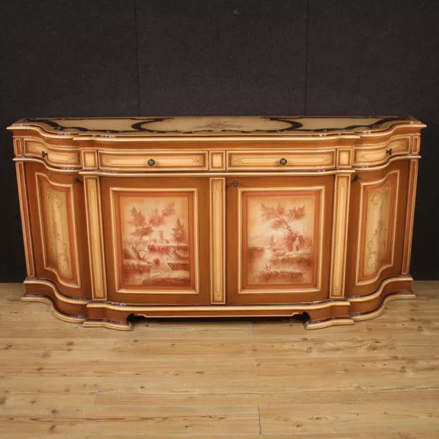 Large sideboard painted lacquered wood antique style from the 70s commode