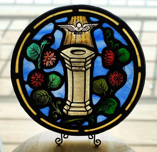 Antique 1930s Leaded Glass / Stained Glass Window Sample H.J. Smith Philadelphia