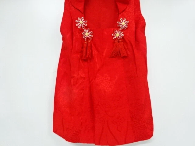 39131# Japanese Kimono / Antique Hifu For Girls / Woven Kiku
