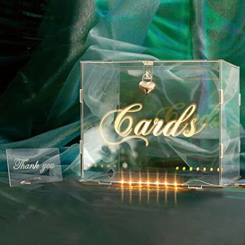 HZGUEOSTB LED Acrylic Wedding Card BoxDIY Envelop Money Clear Card Box with L...