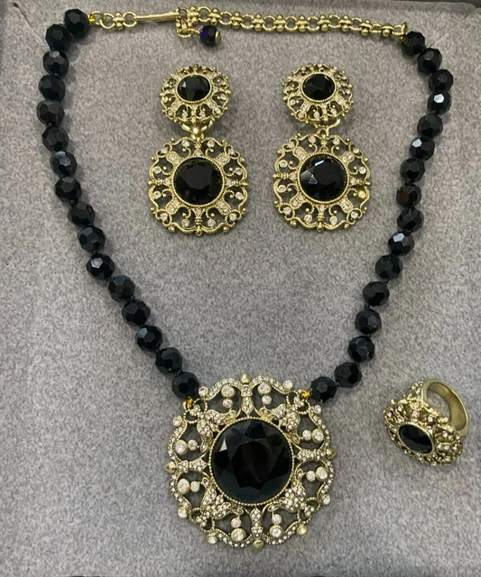 Heidi Daus "How Suite It Is" Beaded Crystal Set (Necklace, Earrings and Ring)