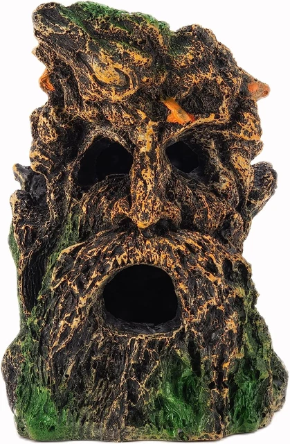 Aquarium Decorations Small Fish Tank Terrarium Decor Hollow Tree Trunk Face Hole