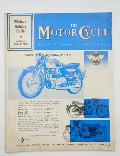 The Motor Cycle Magazine 18th may 1961 Whitsun Holiday Edition Matchless 650