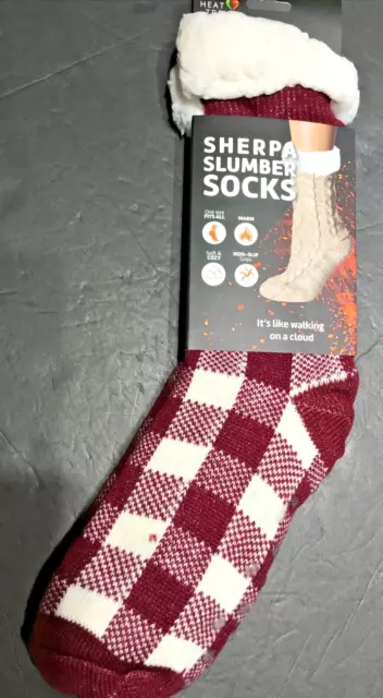 NWT Heat Trendz Sherpa Slumber Socks - One Size Fits All Unisex /maroon ￼