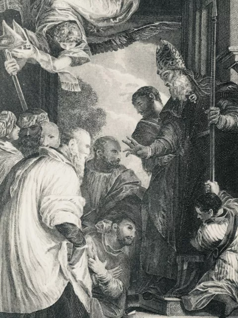 c1890s Original Print THE CONSECRATION OF SAINT NICHOLAS by Paolo Veronese