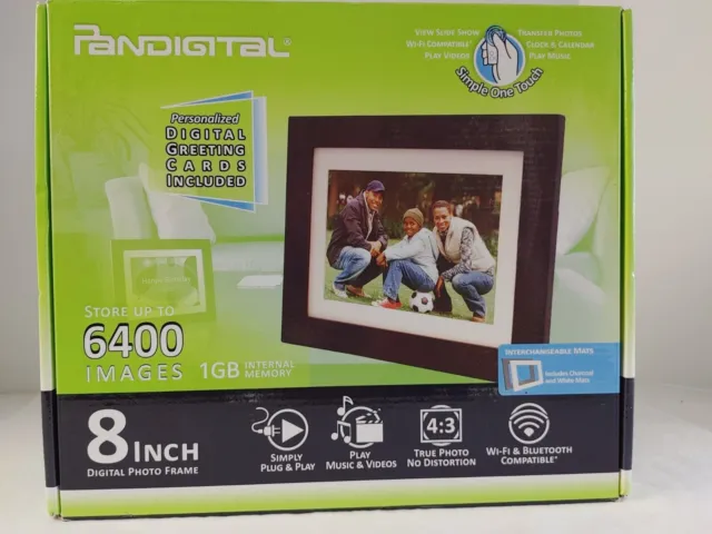 Marco de fotos digital Pandigital 8 pulgadas 1 GB P18056W01B #18414