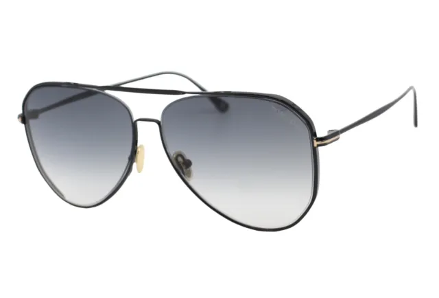 Tom Ford Charles-02 853 01B Shiny Black Gradient Men's Sunglasses 60-20-145 Case