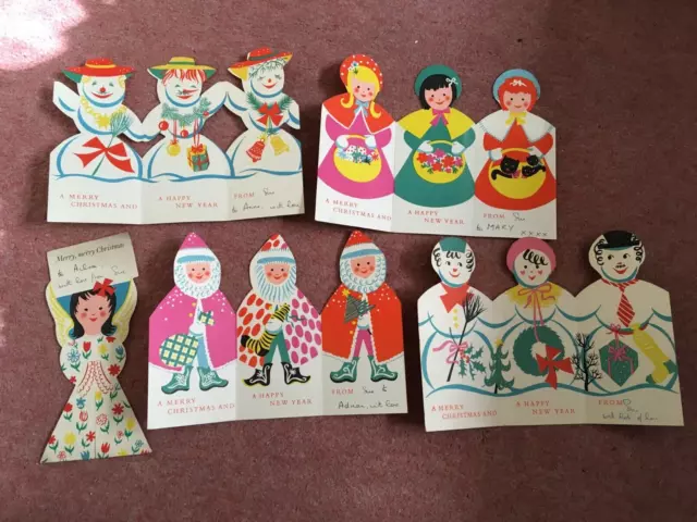 5 Vintage Greetings Cards By Polytint 1950S Merry Christmas Made In Austria