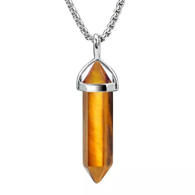 Natural Quartz Crystal Point Chakra Healing Gemstone Pendant Necklace Stone Gift 7