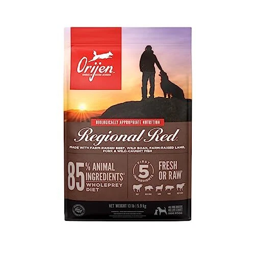 ORIJEN Dog Regional Red Recipe 13lb High-Protein Grain-Free Dry Dog Food Pack...