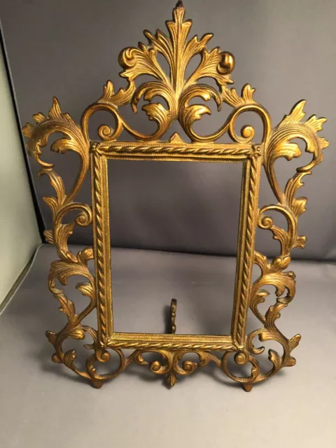 Antique Ornate Brass Standing Picture Frame Victorian Brass Portrait Frame