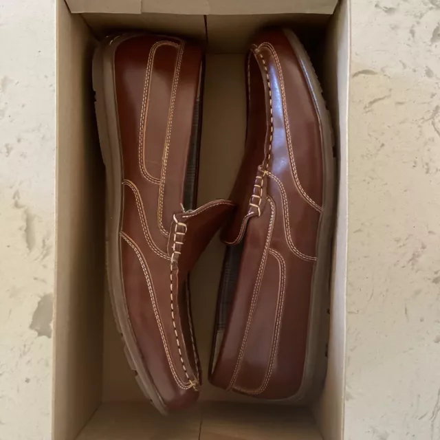 Nunn Bush Mens Cale Loafer Shoes Brown Leather Moc Toe Memory Foam Slip Ons 11M