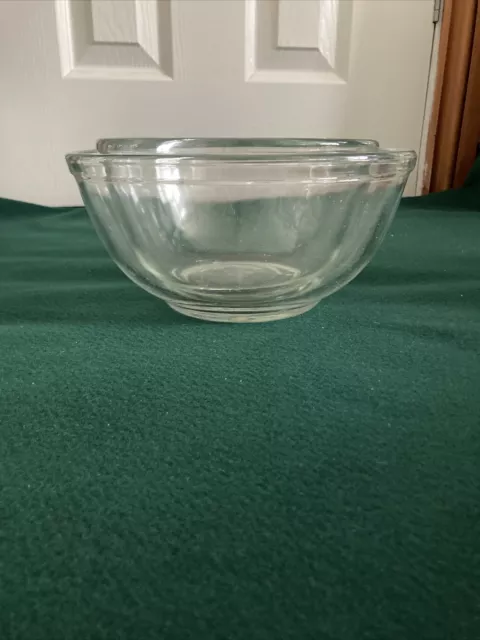 2 Lovely  Vintage JAJ Pyrex Clear Glass Mixing Bowls