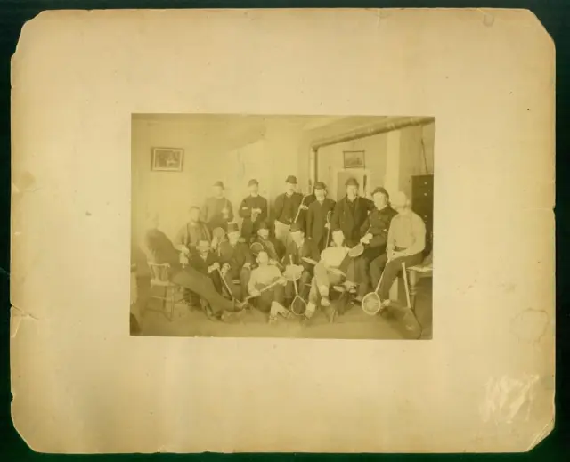 S15, 516-04, 1890s, Mounted Photo, Group of Men holding "Squash" Rackets