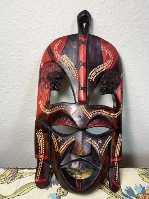 Vintage Hand Carved Wooden African Kenyan Masai Tribal Mask