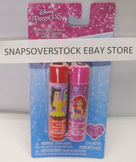 Disney Princess, 2-Pc Cherry & Cotton Candy Flavored Lip Balm 0.14 Oz. Each, New