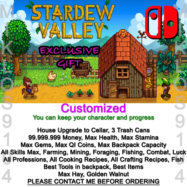 STARDEW VALLEY Save Data for Nintendo Switch NOT A GAME 14.99