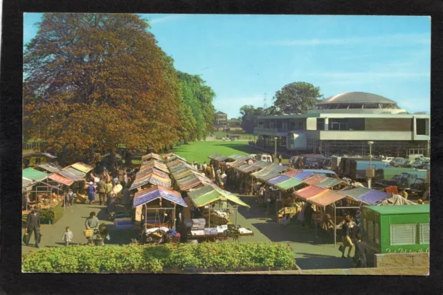 Postcard Dunstable nr Luton Bedfordshire the Market stalls vintage view