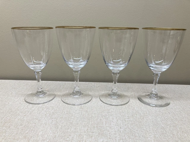 Set of 4 Lenox Mansfield 5-7/8" Wine Glasses Gold Trim