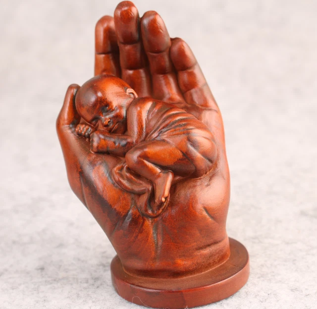 Blessing chinese old boxwood hand carved Buddha hand statue table decoration