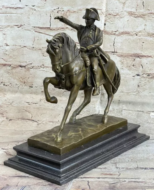 Bronzo Puro Napoleone Su Cavallo Marengo French Foundry Originale Scultura Gift