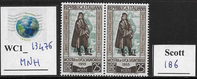 WC1_13476. ITALY:TRIESTE FTT. Pair of 1953 SIGNORELLI. Scott 186. MNH