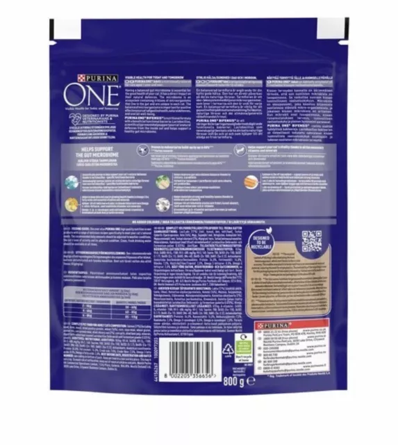 Purina ONE Adult Salmon and Whole Grains Dry Cat Food - 800g 2