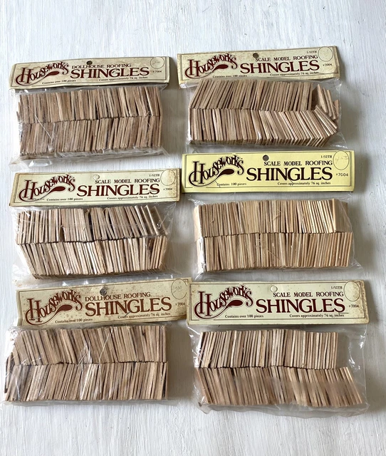 6 Packs 1:12 Scale Dollhouse Building Components, Wood Roofing Shingles