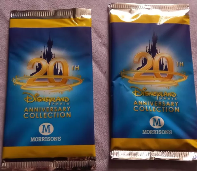 2x SEALED Morrisons Disneyland Paris Anniversary Collection Trading Cards Disney