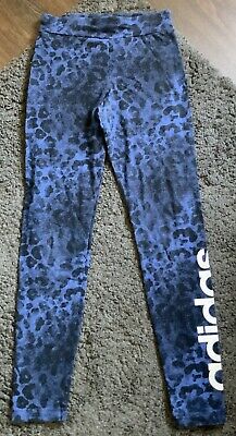 Adidas Girls Blue/Black Leopard Print Leggings Age 13-14 Years Worn Twice