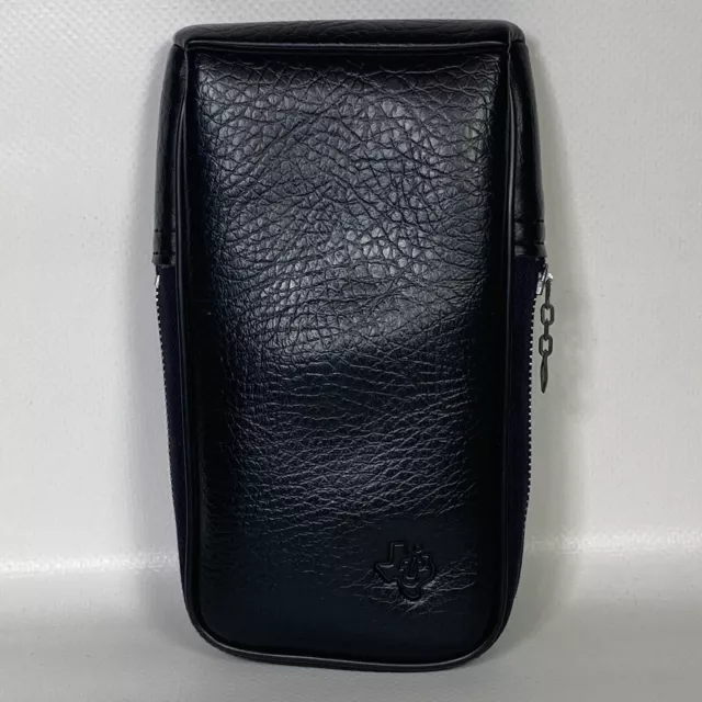 VTG Genuine Texas Instruments TI Logo Black Soft Leather Style Zip Up Case Pouch