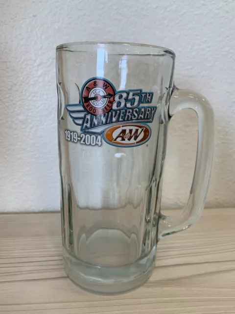 A&W Mug- RARE 85th Anniversary Large Glass Root Beer Mug 7", Holds 16 oz