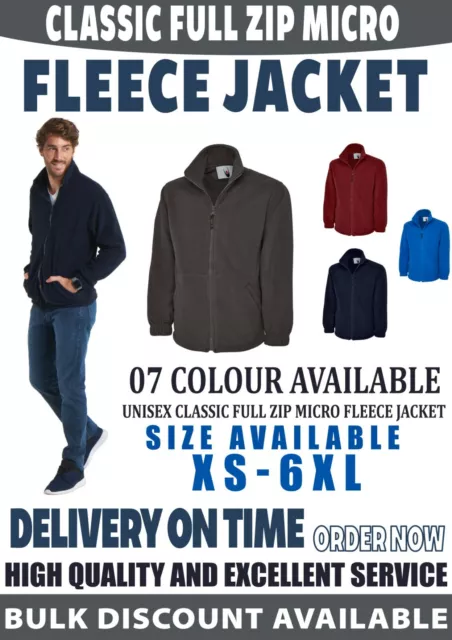 Uneek Classic UC604 Fleece Jacket Full Zip Micro Casual Extra Warm Work Wear