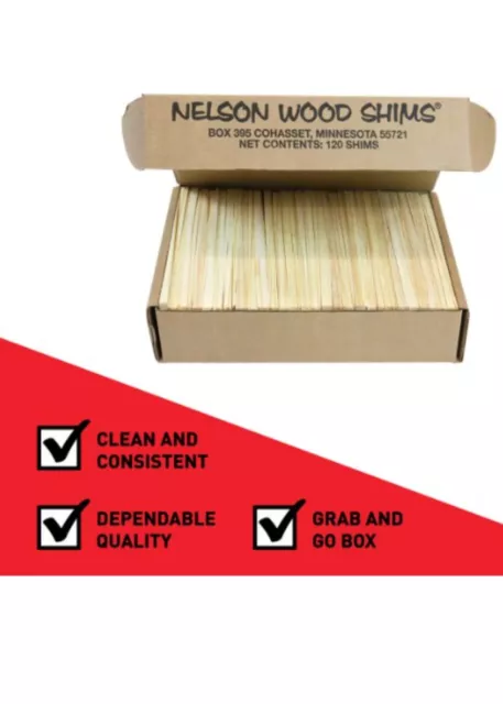 Nelson Wood Shims Pro – Pack Carton 120 Count- 8 Inch Wood Shims