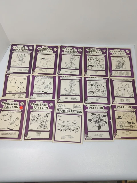 Lote de 20 Patrones de Transferencia de Hierro Caliente Bonitos Punch para Bordar Usados Nuevos