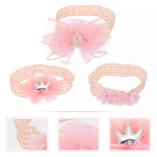 3 Pcs Flower Hair Accessories Newborn Baby Headband Girl Crown