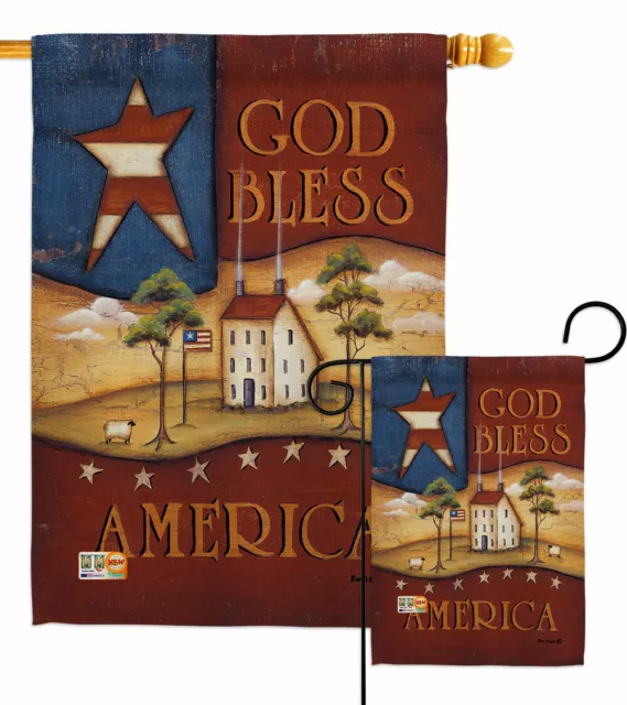 God Bless America Garden Flag Star Stripes Patriotic Decorative Gift Yard Banner