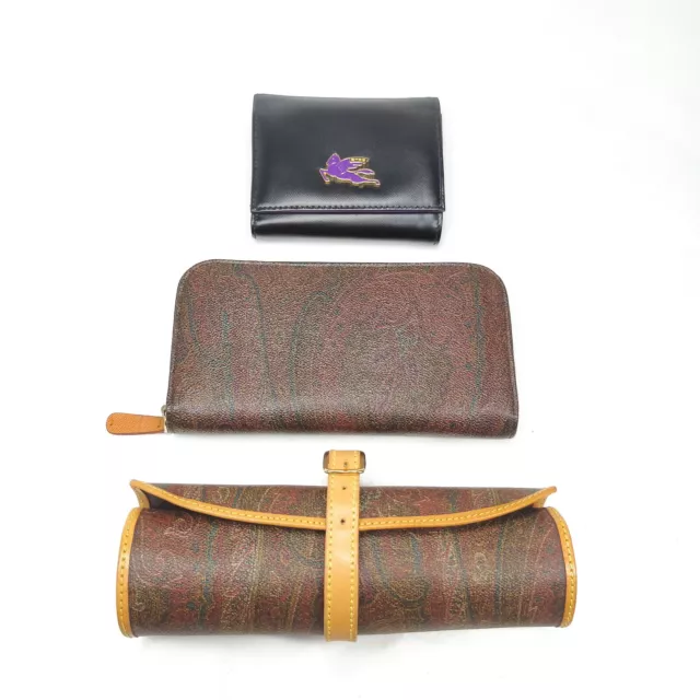 Etro Wallet 3 pieces set Zippy Wallet Pen Case  PVC Leather Black PVC 3303396