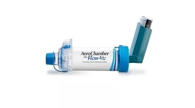 AeroChamber Plus Flow-Vu Holding Air Chamber Mouthpiece for Inhaler - Clear/Blue